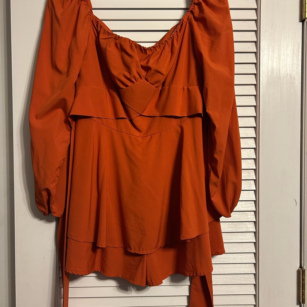 Orange Long Sleeve Romper